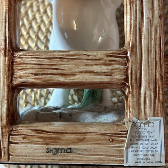 Vintage Sigma Japan Hand Painted Porcelain Pig on Fence Bookend Figurine 8.5” T - Picture 6 of 7